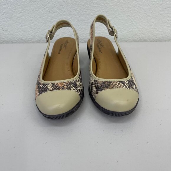 Softspots @ Footsmart Slingback Snake Skin Cap Toe Wedge Shoes Womens size 7.5 M - Picture 2 of 9